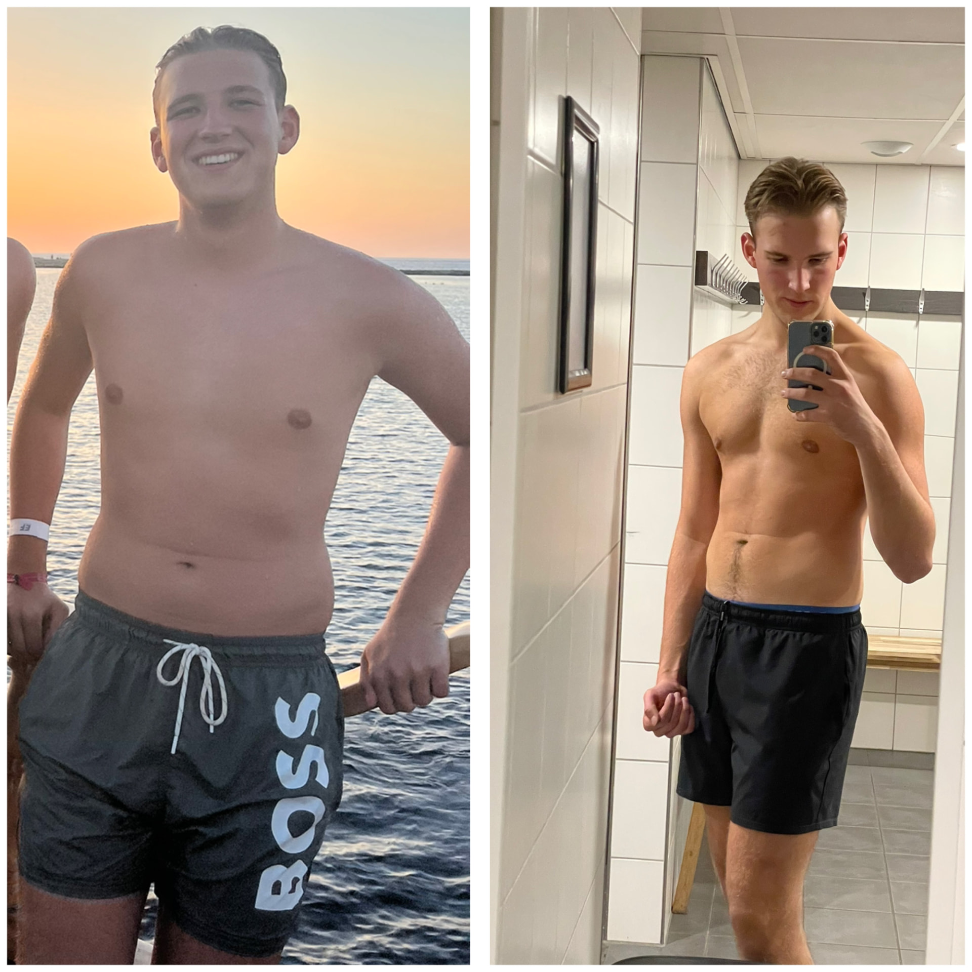 Voor en na foto van de transformatie van 24FIT coach Marien Bosman